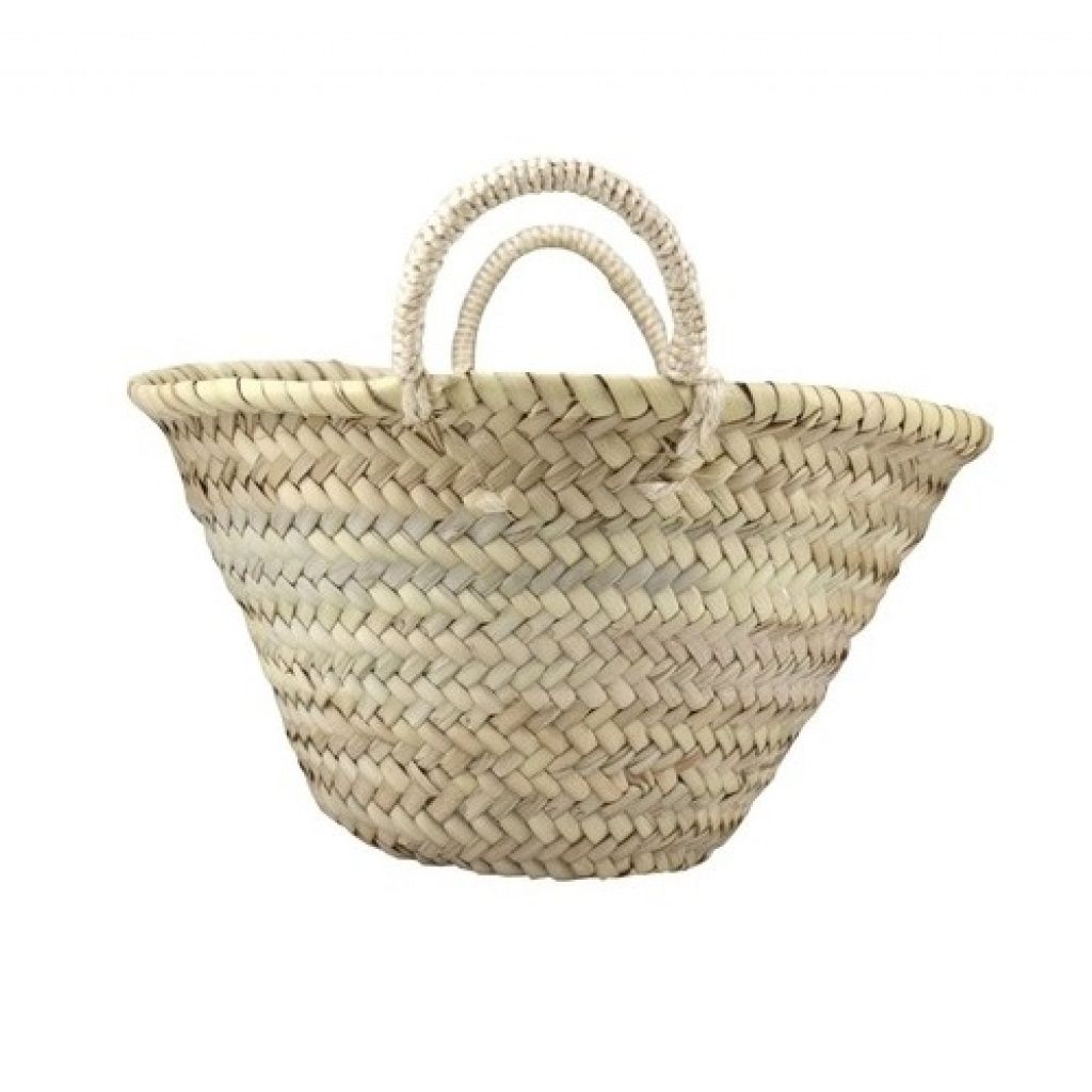 Capazo Playa Mimbre Capazo Redondo GIOSEPPO Cuero Trenzado, Asa