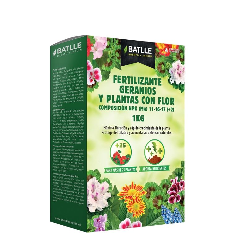 Fertilizante geranios y plantas con flor