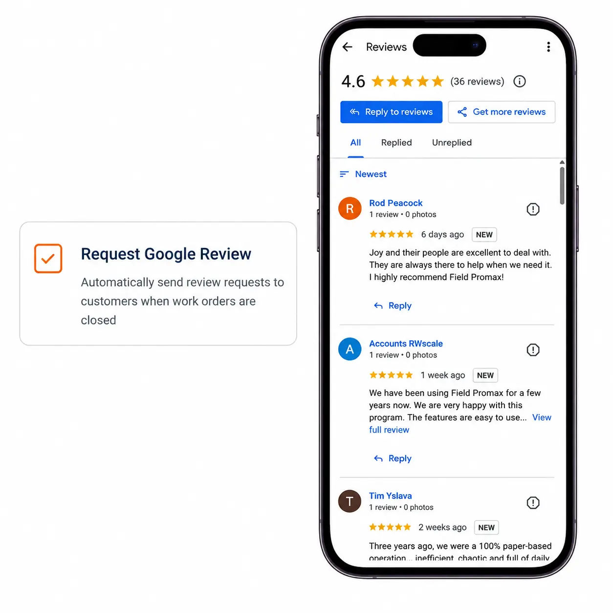 Field Promax automated review request