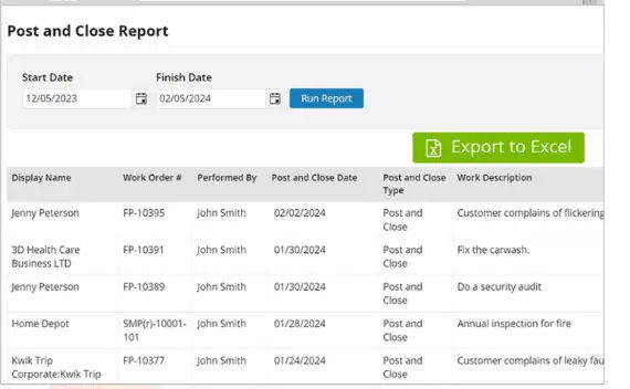 post and close the report