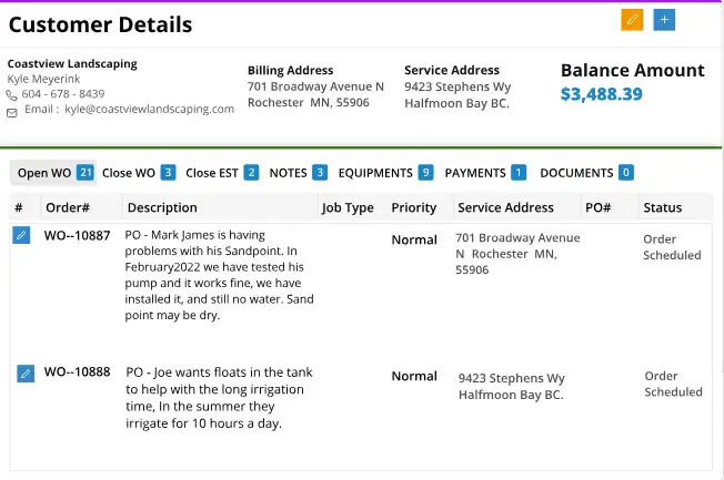 customer details