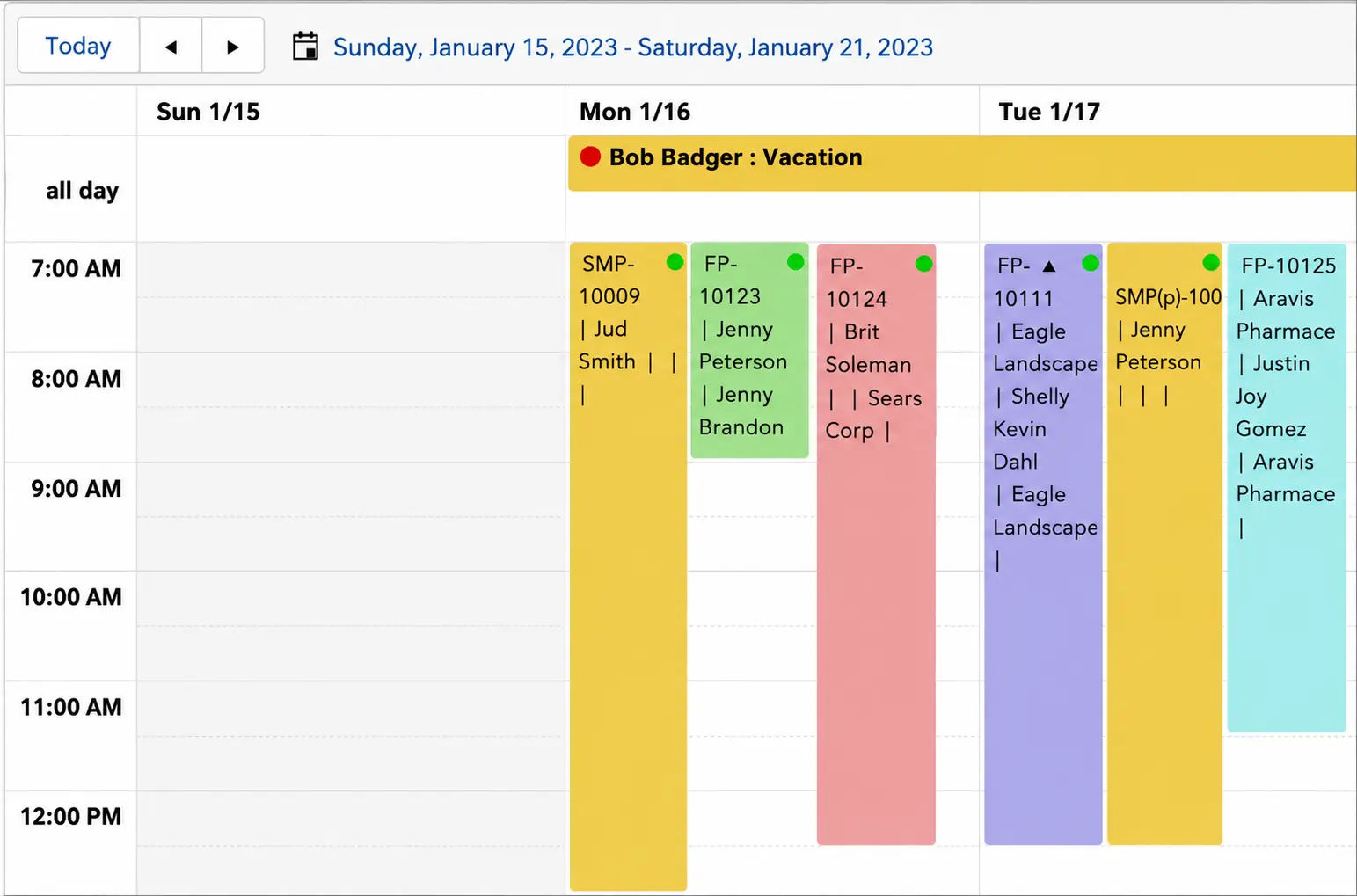 Smart scheduling overview for a field service business