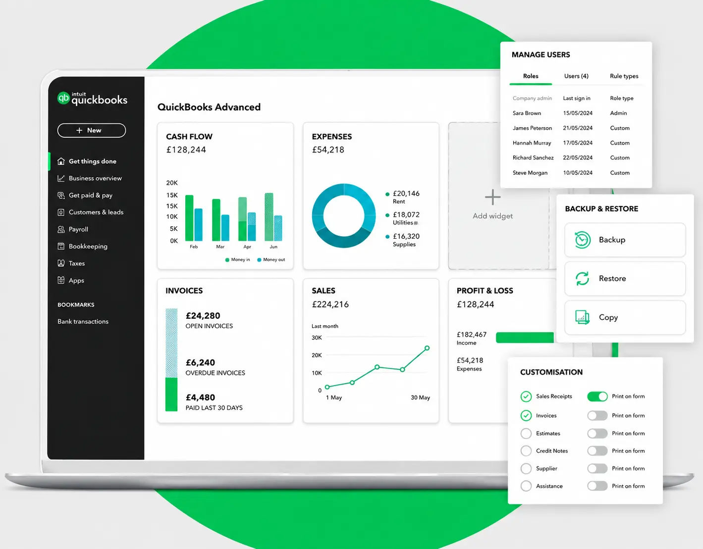 Construction project estimate built inside QuickBooks Online