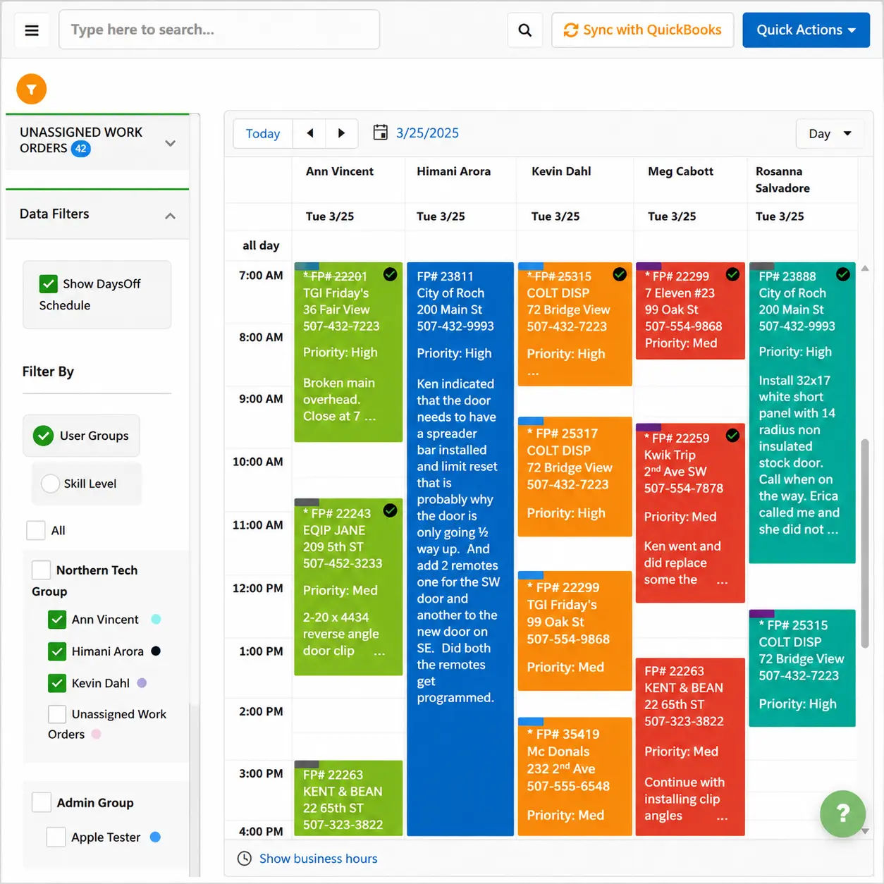 Field Promax weekly scheduling view showing jobs distributed across upcoming days