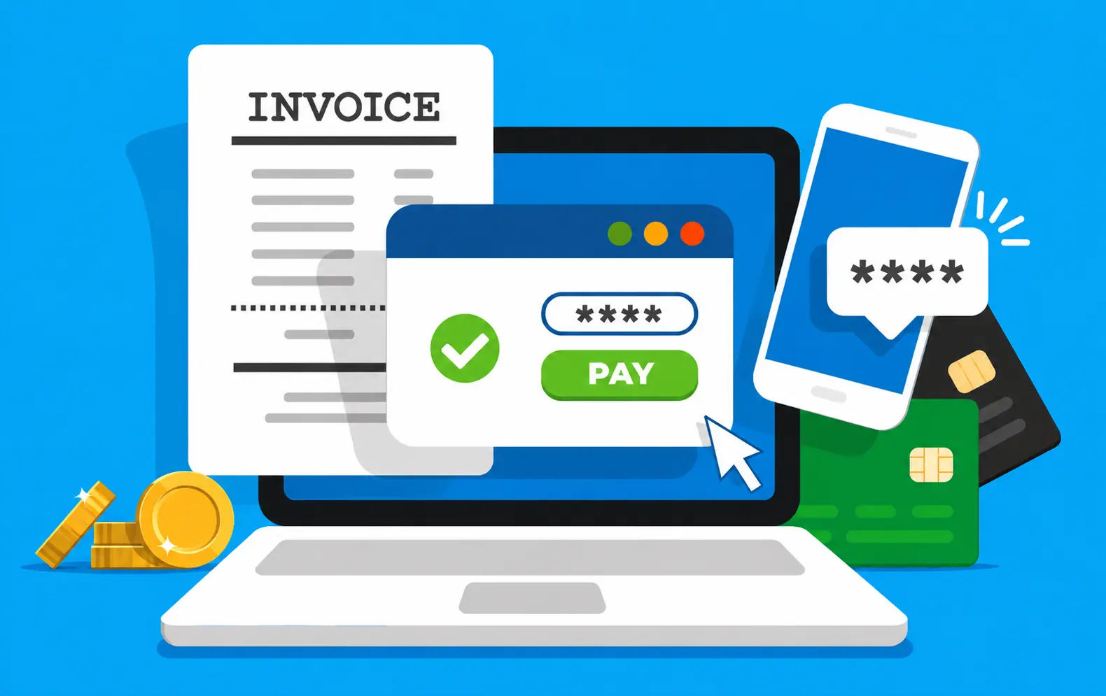 Field service invoice with line items and totals