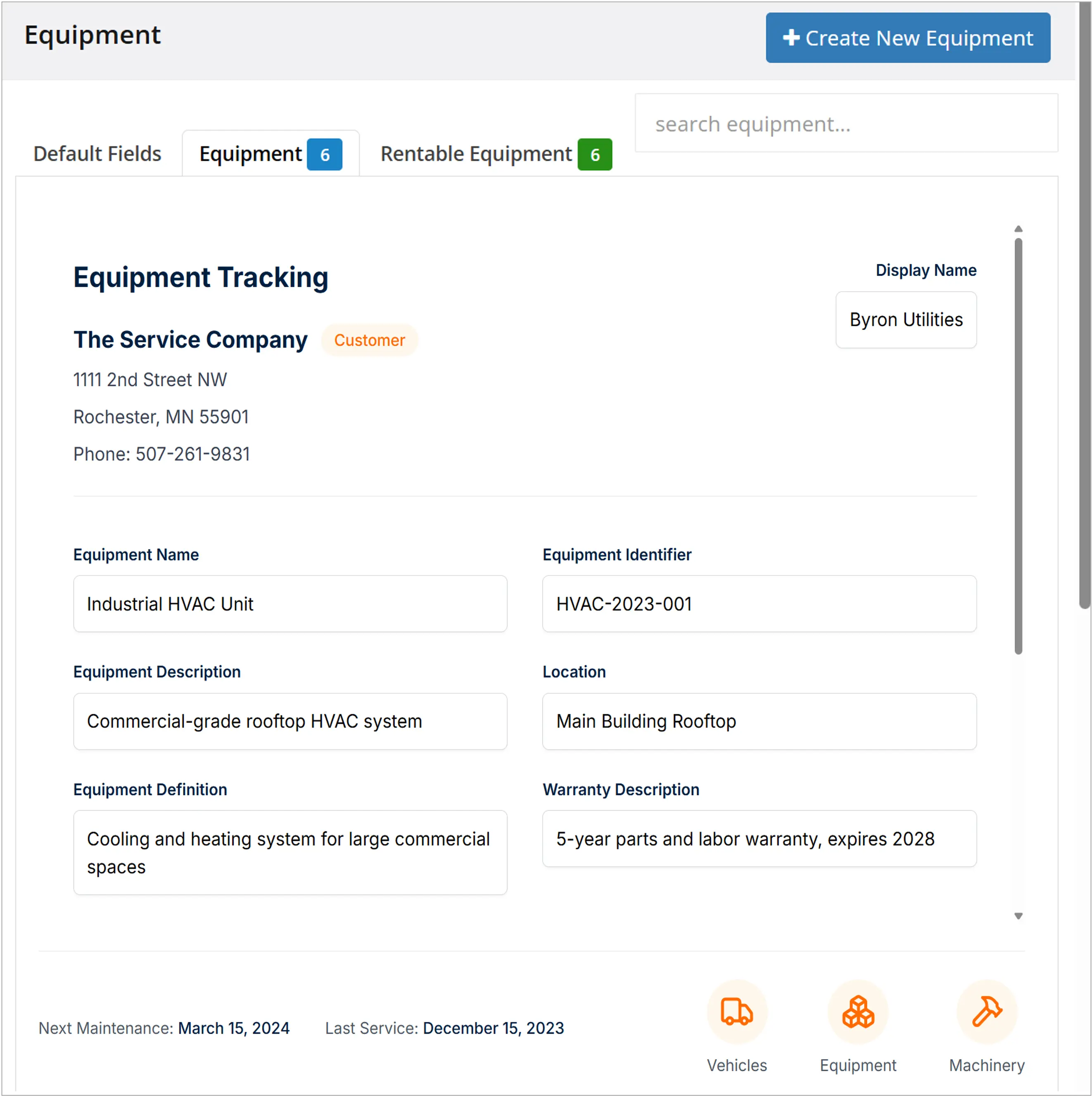 Comprehensive Equipment Records