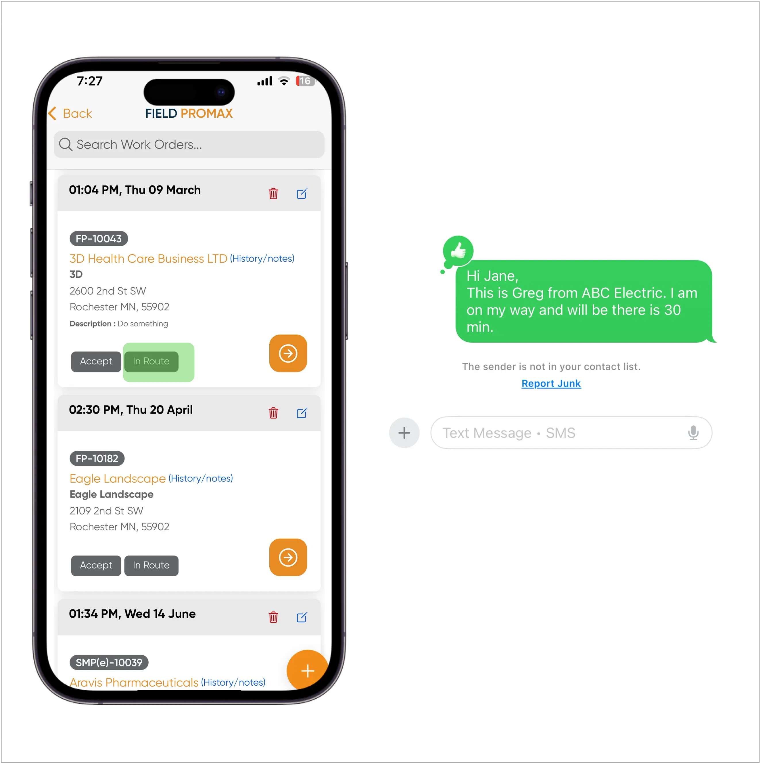 In-Route Text Notifications