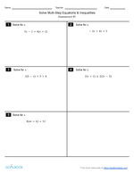 Solve Multi-Step Equations & Inequalities | Math Anchor Page ...