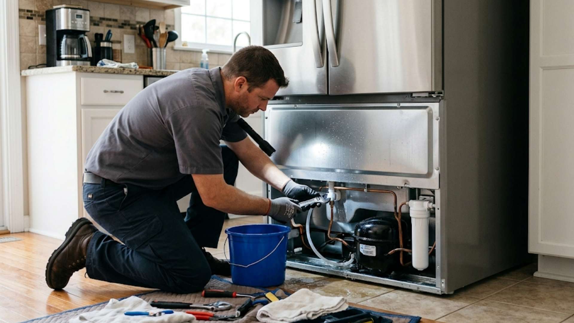 Refrigerator Water Leak Spreading Across Kitchen in Foster, MO