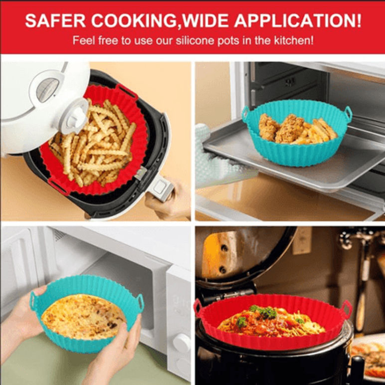 Molde Redondo De Silicone Para Air Fryer (Diámetro: 16cm)