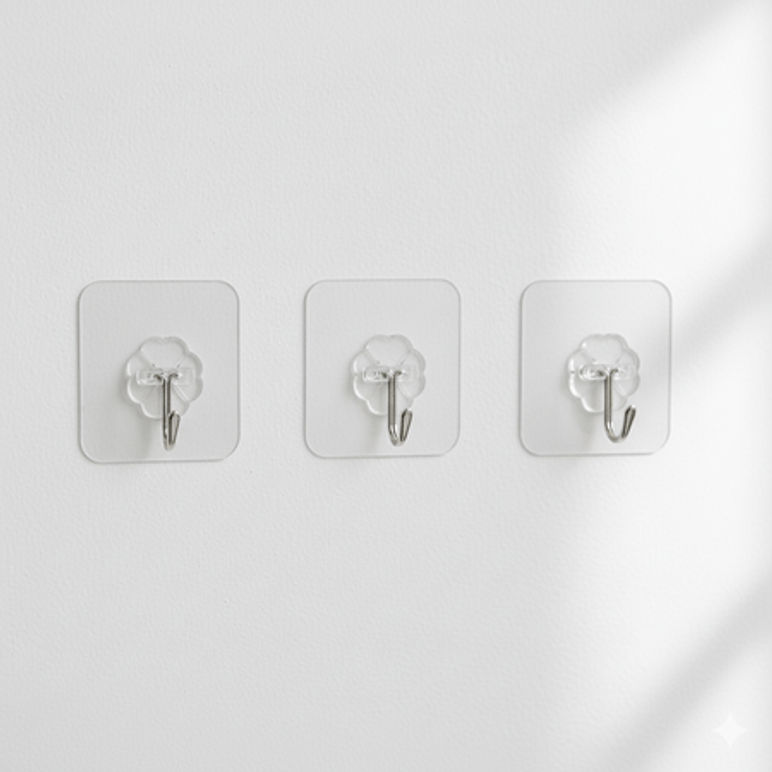 Pack 3 Percheros Adhesivos Para Pared (sin Perforar)