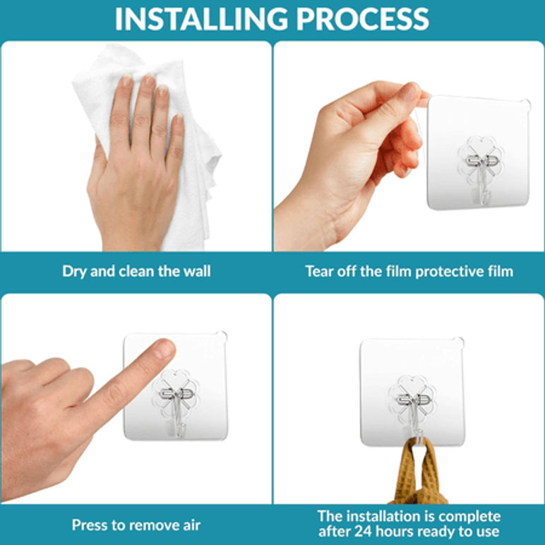 Pack 6 Percheros Adhesivos Para Pared (sin Perforar)