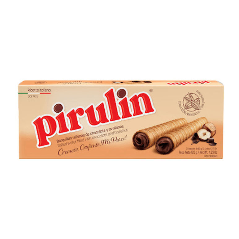 Pirulin Choco Avellana 120g – Barquillas rellenas