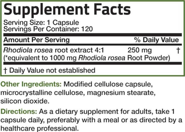 Rhodiola Rosea 1000 mg 120 cápsulas Bronson Basics