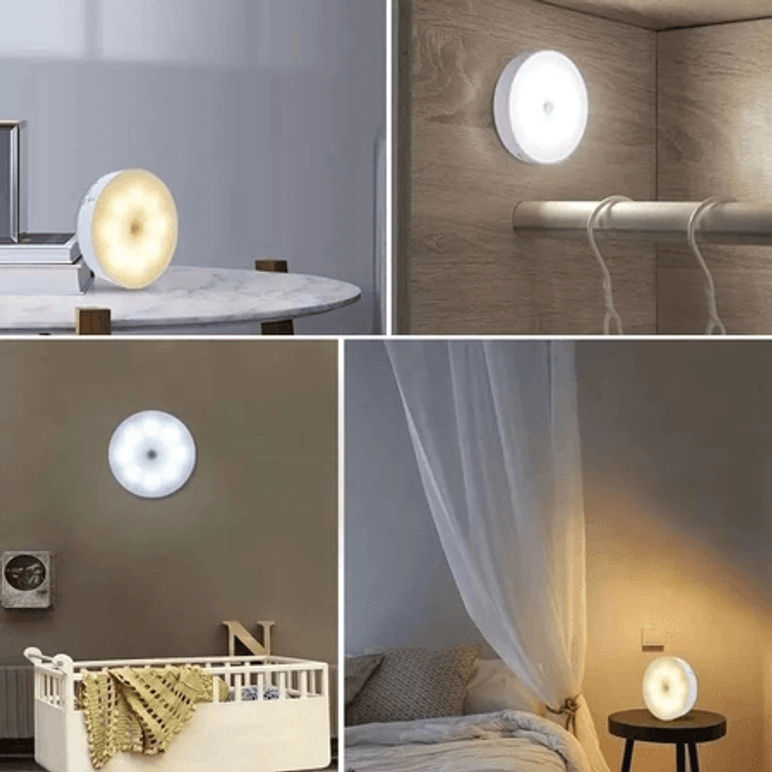 Lámpara LED Con Sensor De Movimiento Redondo (Recargable)*