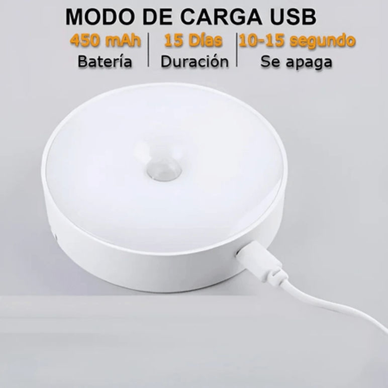 Lámpara LED Con Sensor De Movimiento Redondo (Recargable)*