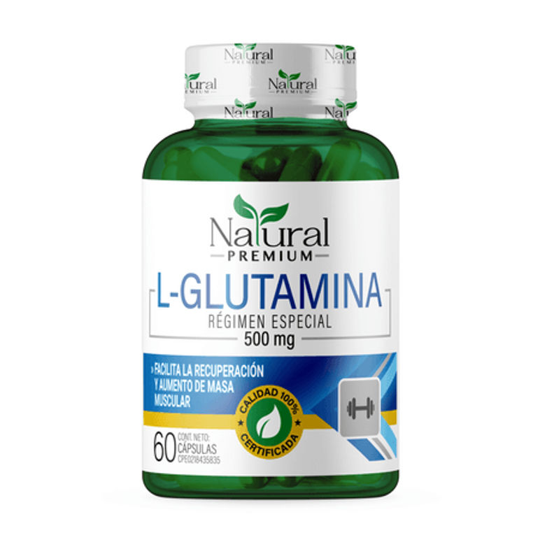 L Glutamina 500 mg 60 cápsulas Natural Premium