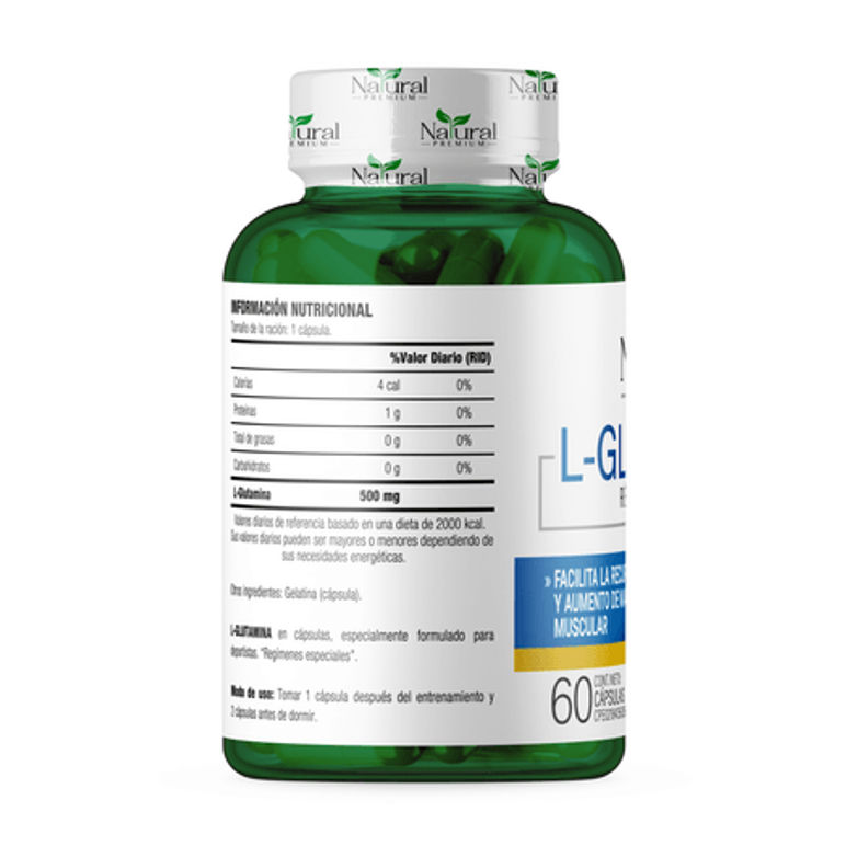 L Glutamina 500 mg 60 cápsulas Natural Premium