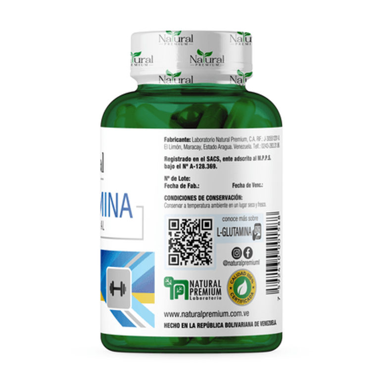L Glutamina 500 mg 60 cápsulas Natural Premium