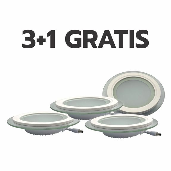 Spot Led Rotund Rama Transparenta, 12W, 6500K, 600Lm, 3+1GRATIS