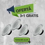Spot Led Rotund Rama Transparenta, 18W, 6500K, 1000lLm, 3+1GRATIS 