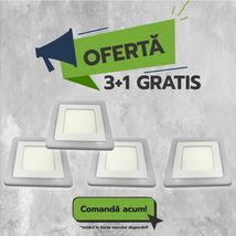 Spot LED Patrat Doua Culori, 24+12W, 3000K-6500K, Trei Functii, 3+1GRATIS 