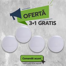 Plafoniera baie/exterior IP65 alba, Fi300, 24W=200W, 6500K, lumina rece, 3+1GRATIS 