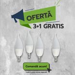 Bec Led Lumanare Flama E14, model C35, 7W= 60W, lumina calda, 3+1GRATIS