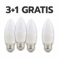 Bec LED lumanare cu baza din ceramica, model C37, dulie E27, 9W=75W, 2700K, lumina calda, 3+1GRATIS