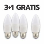 Bec LED lumanare cu baza din ceramica, model C37, dulie E27, 9W=75W, 2700K, lumina calda, 3+1GRATIS 