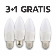 Bec LED lumanare cu baza din ceramica, model C37, dulie E27, 9W=75W, 2700K, lumina calda, 3+1GRATIS 