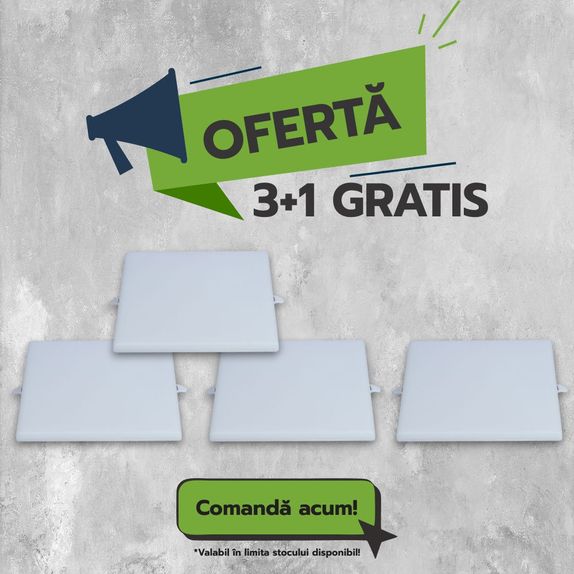 Spot Led Luna fara rama, 120x120mm, 14W=130W, 6000K, lumina rece, 3+1GRATIS