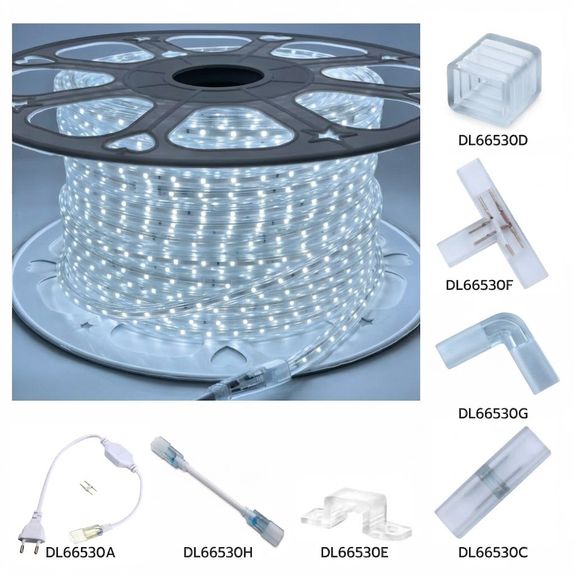 Banda Led 220V 6400K 4.8W/M Ip65 60Led/M 2835, lumina rece