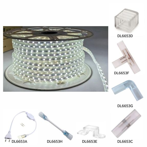 Banda Led 220V 6400K 14.4W/M Ip65 60Led/M 5050, lumina rece
