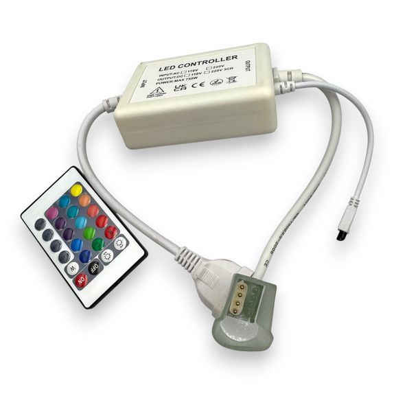 DL66600K CONTROLLER NEON FLEX RGB 14X23MM 720W 220V TELECOMANDA IR 12MM PIN