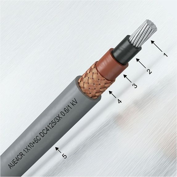 Cablul AUE4CR 1X10+6C DC4125/3X