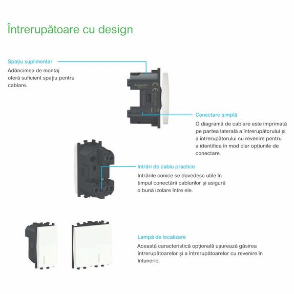 Intrerupator simplu Schneider Easy Styl 2M alb