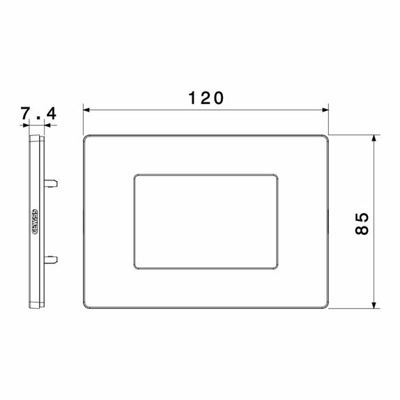 Rama ornament 3 module, Matcha lucios, Gewiss System Pura GWC25103TMT