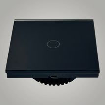 Intrerupator touch simplu, cu panou de sticla, negru