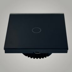 Intrerupator touch simplu, cu panou de sticla, negru