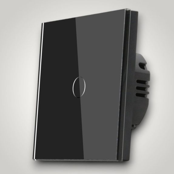 Intrerupator touch cap scara, cu panou de sticla, negru