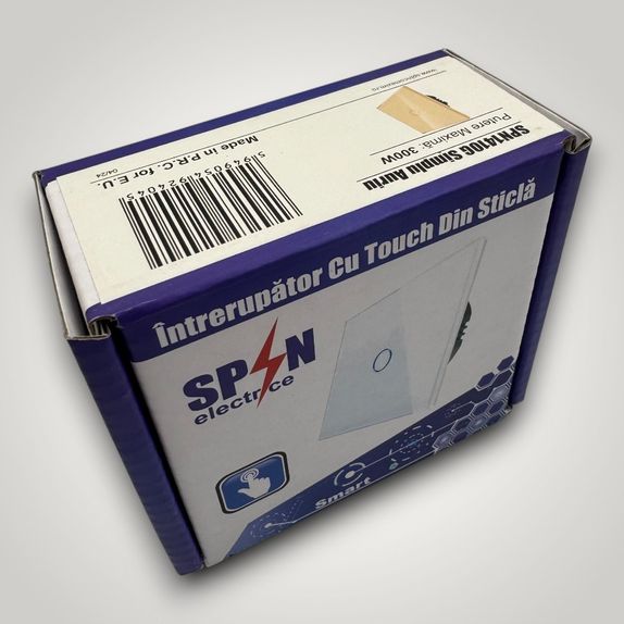 Intrerupator touch simplu, cu panou de sticla, auriu
