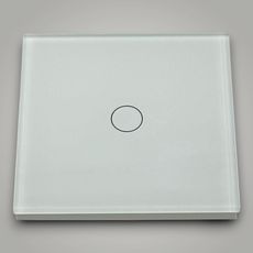 Intrerupator touch simplu, cu panou de sticla, alb