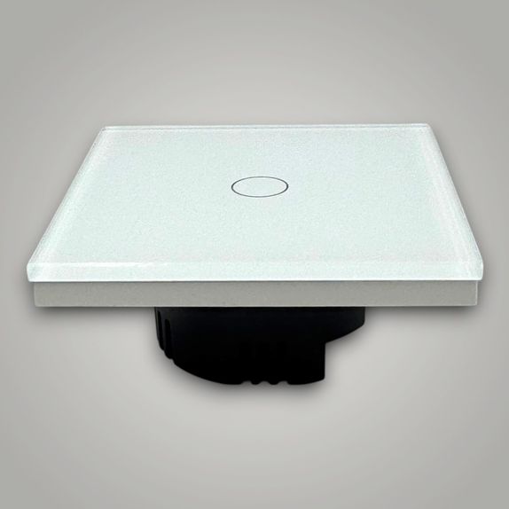 Intrerupator touch cap scara, cu panou de sticla, alb
