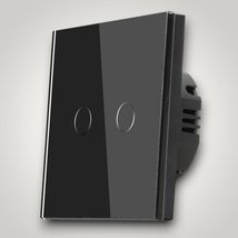 Intrerupator touch dublu, cu panou de sticla, negru