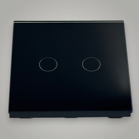 Intrerupator touch dublu, cu panou de sticla, negru