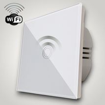 Intrerupator touch simplu WI-FI, cu panou de sticla, alb