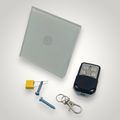 Intrerupator touch simplu + telecomanda RF, cu panou de sticla, alb