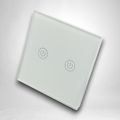 Intrerupator touch dublu + telecomanda RF, cu panou de sticla, alb