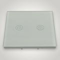 Intrerupator touch dublu + telecomanda RF, cu panou de sticla, alb